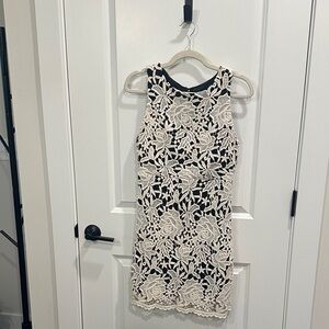 Alice + Olivia Black and White Lace Mini Dress